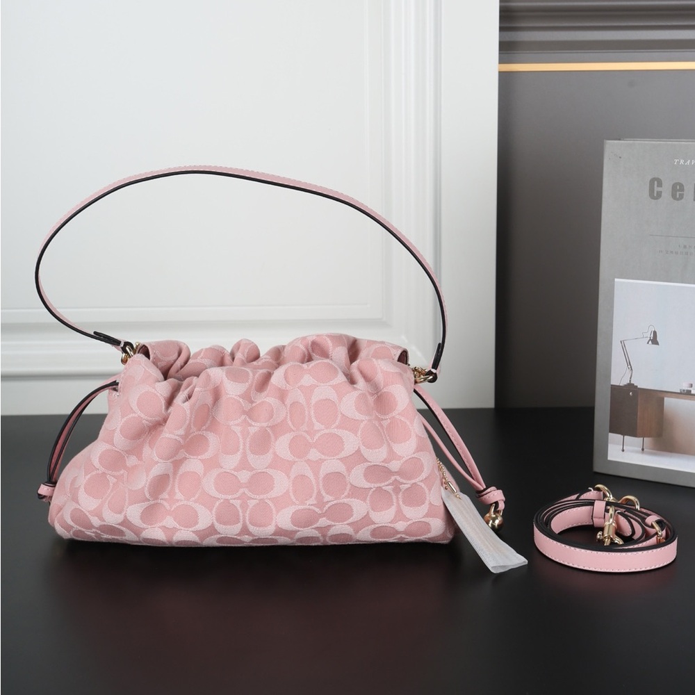 Coach Pink Signature Canvas Drawstring Shoulder Bag - Picture 2 of 9